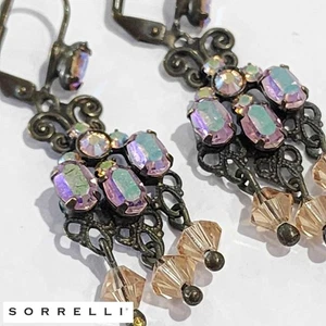 Signed Sorrelli Golden Lights Filigree Chandelier Earrings - Picture 1 of 5
