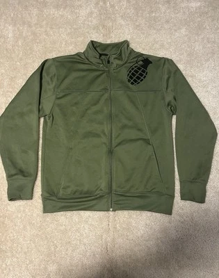 Sudadera Grenade Cremallera Completa Para Hombre Grande Verde Estampado Gráfico Ejército Guerra Foto 1 de 4
