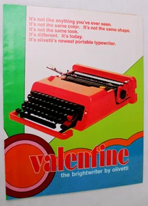 1973 RED VALENTINE SCHREIBMASCHINE WERBUNG PROSPEKT BRIGHTWRITER OLIVETTI - Bild 1 von 7