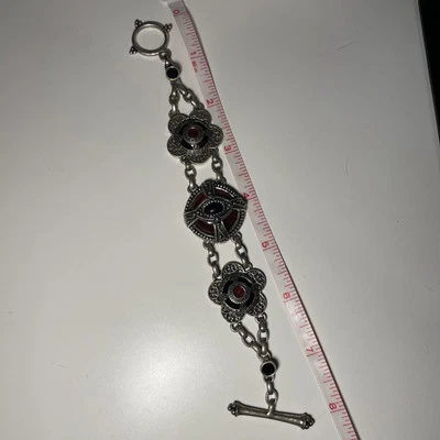 "Pulsera Lucky Brand Multi Metal Tono Latón Corazón Piedra Boho Steampunk 8""" Foto 1 de 4