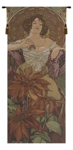 Alphonse Mucha Rubis - High Duty European Woven Tapestry - Art Nouveau Style - Picture 1 of 5