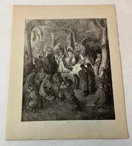 1889 Stampa Bibbia Gustave Dore ~ SERMONE DI CRISTO SUL MONTE - Foto 1 di 1