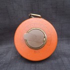 Vintage Leather Cased Measuring Tape 50ft Brass & Steel Tape Measure