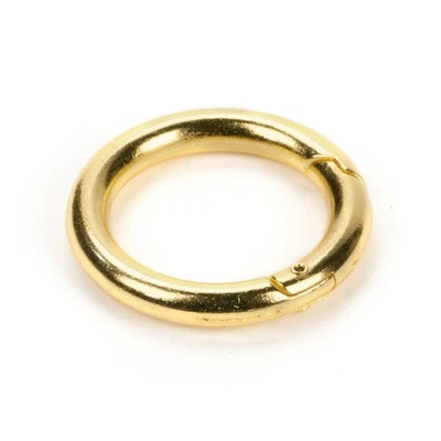 2X snap hook key ring stainless steel 50mm round snap spring gold - Image 1 of 4