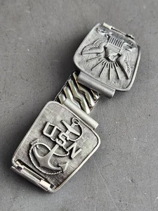 Vintage US Navy USN Military Watch Band Expansion Bracelet Silver Eagle Anchor - Picture 1 of 11