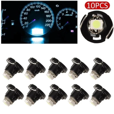10Pcs Ice-Blue T4.2 Neo Wedge 1-LED-Cluster Instrument Dash Climate Bulbs - Image 1 of 4