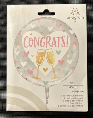 "Globo de felicitación transparente Anagrama 18""" Foto 1 de 2