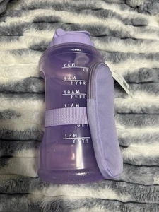 Mainstays 74oz Sports Water Bottle With Straw Time Markers & Accessory Bag Lilac - Picture 1 of 4