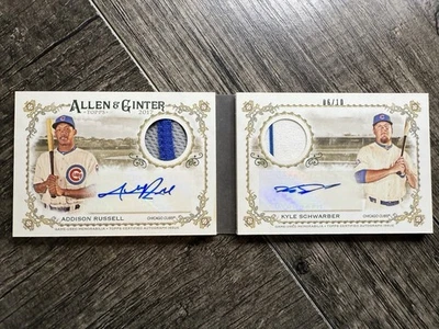 Addison Russell Kyle Schwarber 2017 Allen & Ginter Dual Auto Relic Book /10 - Image 1 of 2