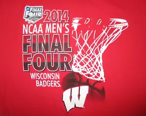 UNIVERSITY of WISCONSIN BADGERS BASKETBALL T SHIRT vtg 2014 Final Four MEDIUM - Picture 1 of 2