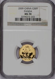 2009 Gold Panda 1/10 oz. 50 Yuan NGC MS70. Free shipping. - Picture 1 of 2