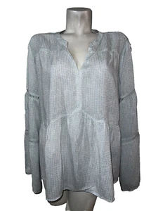 CATO Top Women's Size 26/28W Light Blue Rayon V-neck Wide Long Sleeve Blouse - Picture 1 of 6