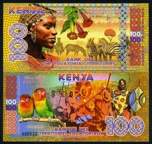 Äquatorialgebiete, Kenia 100 E-Franken POLYMER 2015, UNC Massai, Taubenvögel - Bild 1 von 1