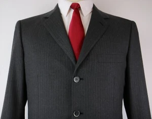Brioni Millenio Gray Stripe Three Button Side Vented Wool Suit 40 Regular 32 30 - Picture 1 of 11
