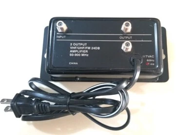 24dB TV Antenna Signal Booster Amplifier 1 Input 2 Outputs - Image 1 of 3