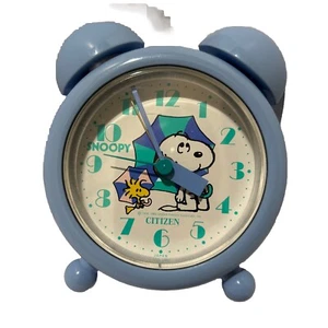 Reloj Despertador de Cuarzo Snoopy/Peanuts Vintage Citizen Japón Azul Claro Probado ¡Funciona! - Imagen 1 de 7