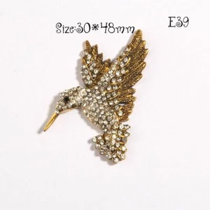 50Pcs 48mm Wild Goose Bird Appliques Crystal Metal Rhinestone Buttons Flatback - Picture 1 of 5