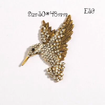 50Pcs 48mm Wild Goose Bird Appliques Crystal Metal Rhinestone Buttons Flatback - Image 1 of 4