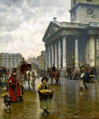 ST MARTIN IN THE FIELDS CHILD STREET VENDOR LONDON BY WILLIAM LOGSDAIL REPRO - Image 1 of 3