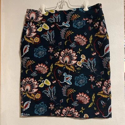 NUEVO Loft Para Mujer Talla 8 Falda Recta y Lápiz Verde Algodón Cremallera Floral Otoño Foto 1 de 4