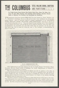 Columbus Steel Rolling Doors Shutters Partitions Chicago Advertising Handbill - Picture 1 of 2