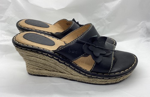 MBT BOC Sandali con zeppa in pelle nera 7M Børn Concept scarpe in pelle nera