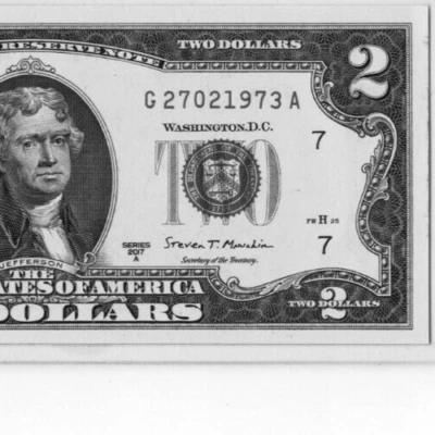$2 UNCIRCULATED BIRTHDAY NOTE "27021973"; FEBRUARY 27, 1973 - Image 1 of 3