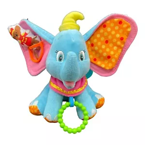 Disney Baby Dumbo Activity Toy Plush Stuffed Animal Rattle Teether Stroller Clip - Picture 1 of 9