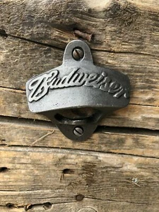 ANTIQUE BUDWEISER CAST IRON BAR WALL MOUNTED BOTTLE OPENER - Picture 1 of 5