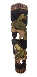 Jamaica Nice Rasta Man Spliff genuine Hand Carved Sign parrots Tropical Islands - Picture 1 of 12