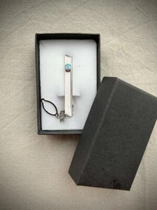 Vintage Men's Clamp Silver 900 Japan Marking Natural Stone Opal Jewelry Rare Tie - Picture 1 of 9