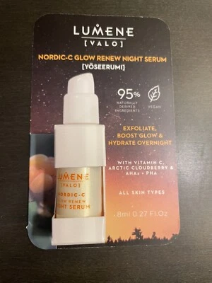 Suero nocturno Lumene Valo Nordic C Glow Renew 8 ml 0,27 fl oz tamaño de viaje nuevo en caja Foto 1 de 2