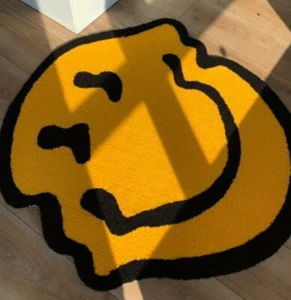 Trippy High Rug Smiley Face Handmade Tufted | Purple Smiley Face | That 70s Matt - Picture 1 of 1