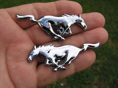 SMALL MUSTANG PONY PAIR CAR EMBLEMS Interior or Exterior Horse Badges fit Ford  - Image 1 of 4
