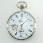 Bofort Manual Winding Worked View Movement Pocket Watch with Chain