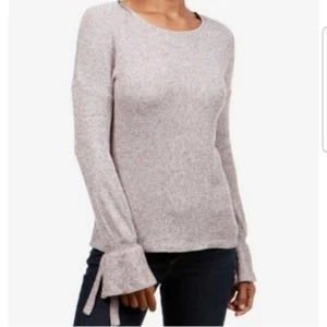 Lucky Brand Bell-Sleeve Tie-Detail Ribbed Soft Sweater Lightweight size L Boho - Picture 1 of 16