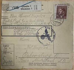 Bohemia and Moravia - Parcel card with clothing - Special reduced rate - Picture 1 of 3