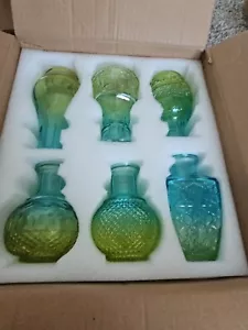 New Set Of 6 Gradient Glass BUD VASES - Picture 1 of 8
