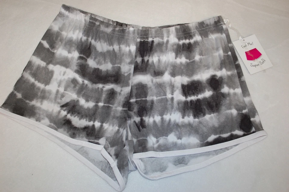 Женщин серый белый галстук краситель мягкий трикотаж шорты повседневный гостиной S 4-6 - Изображение 1 из 1