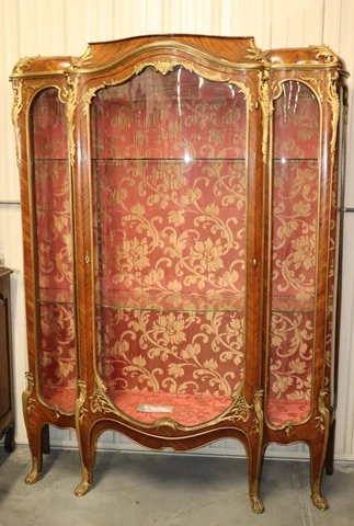 Signed Francois Linke Bronze Mounted Louis XV Kingwood Vitrine China Cabinet Cover