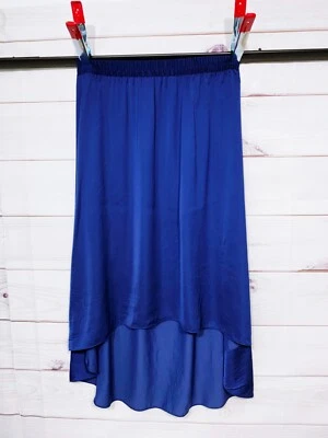 Chico's Womens Hi Low Skirt Size 2 Blue Elastic Waist Pull On - Image 1 of 4