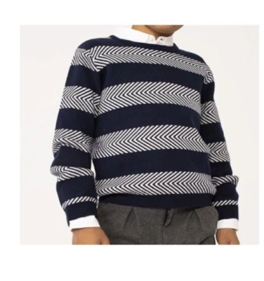 Suéter BOBOLI Intarsia Rayas L/S Cuello Redondo - Azul Marino - Nuevo con Etiquetas Niño 14 Foto 1 de 4