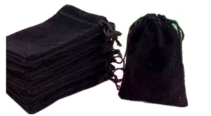50 Sacchetti Portagioie Velluto Nero Regalo Piccolo Panno Coulisse Anello Bracciale 4x3 - Foto 1 di 9