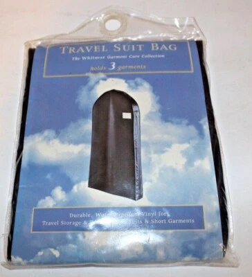 Whitmor Zippered Travel Suit Bag, Black Holds 3 Garments 1997 Vintage  - Image 1 of 4