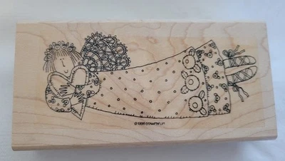 Sello de goma de montaje en madera sin usar: ¡ÁNGEL BAILARINA sosteniendo un corazón estampando! Foto 1 de 4