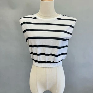 Calvin Klein Jeans Damen Gestreift Elastisch-Bund Schulterpolster Top Gr.XS Neu mit Etikett - Bild 1 von 15