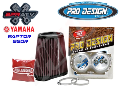 Pro Design PD206 Pro Flow K&N Air Box Filter Intake Kit Yamaha Raptor 660 660R - Image 1 of 4
