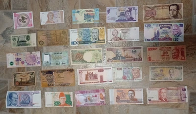 25 Banknotes DIFFERENT COUNTRIES Circulated Currency Foreign World Paper Money - Image 1 of 2