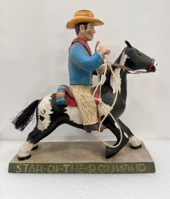 Leo Smith Star of Roundup Folk Art Horse And Cowboy Midwest Imports Cannon Falls - Image 1 of 4