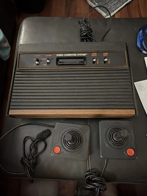 Atari Video Computer Game Edition Woodgrain Console & Controllers Untested - Image 1 of 4